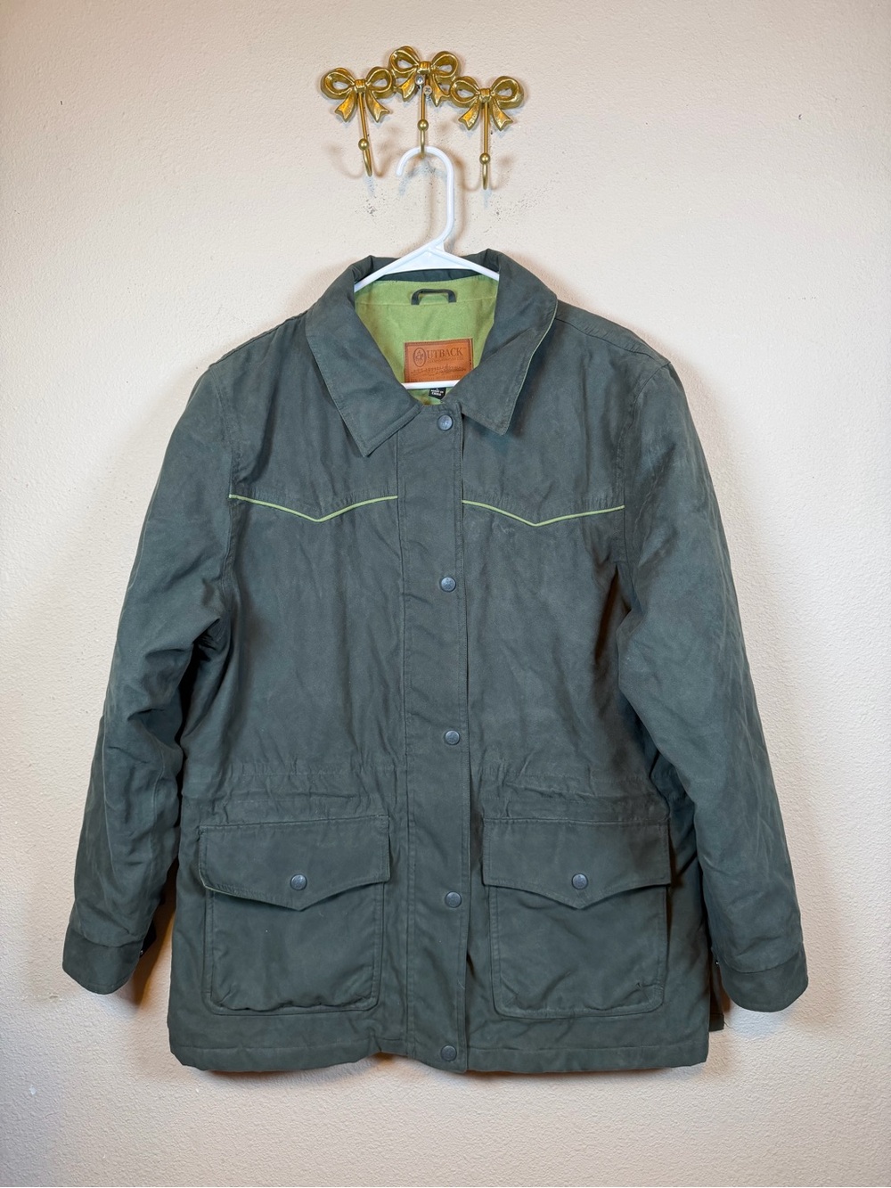Outback Trading Co LTD Olive Utility Jacket with Contrast Piping. Suede Feel. L